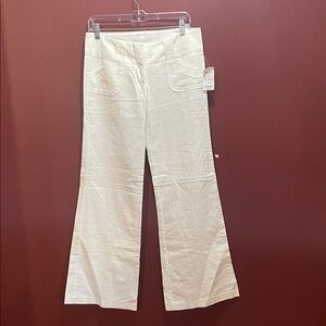 Charlotte Russe White Flared Linen-Blend Pants